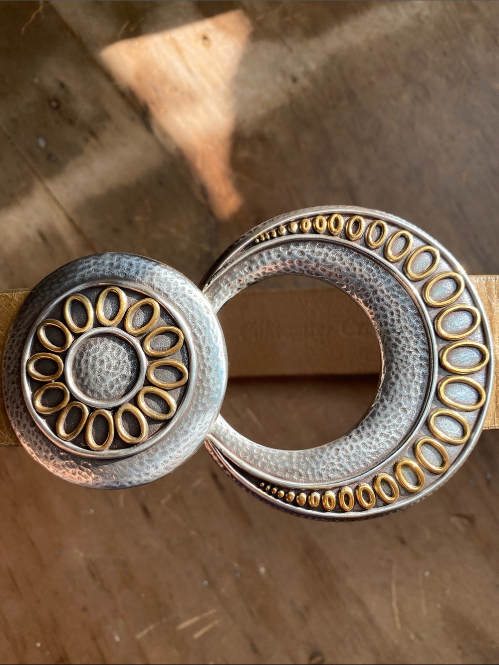 Celestial Belt Sun and Moon Hammered Metal Leather